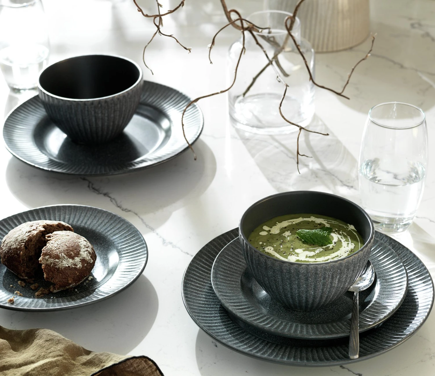 Habitat 12 Piece Stoneware Felicity Dinner Set - Blue 2 Habitat 12 Piece Stoneware Felicity Dinner Set - Blue - Image 2