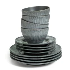 Habitat 12 Piece Stoneware Felicity Dinner Set - Blue 15 Habitat 12 Piece Stoneware Felicity Dinner Set - Blue -Habitat Store 9410251 R Z006A