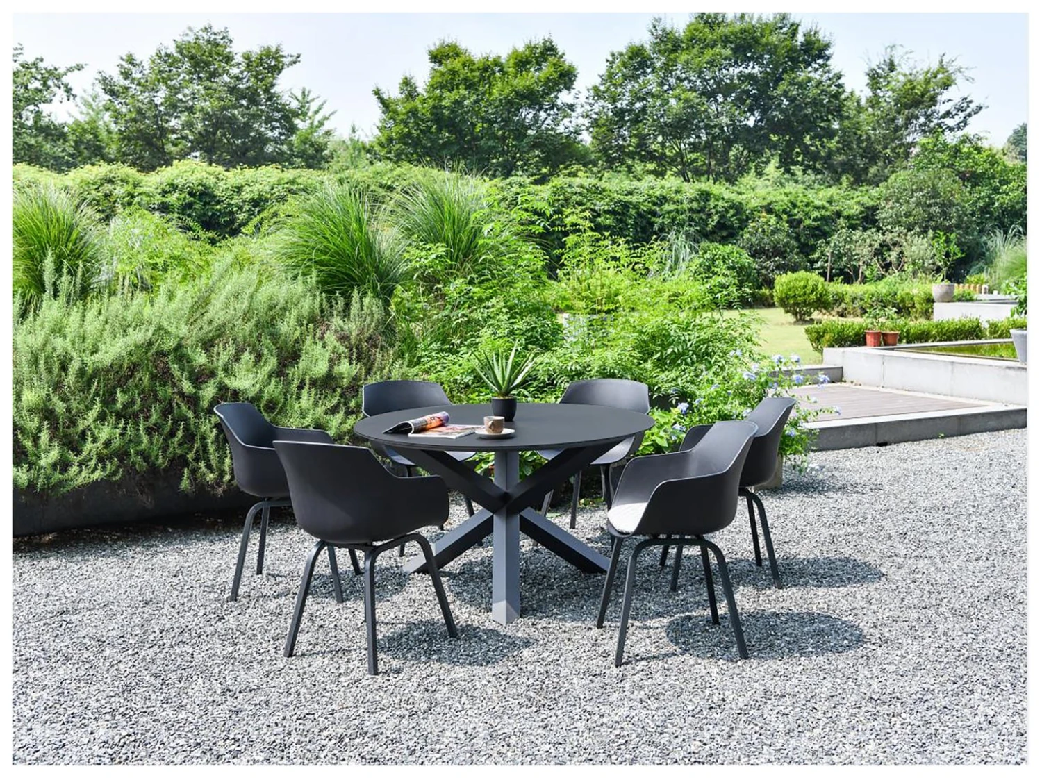 Habitat Aegaen 6 Seater Metal Patio Set - Grey 7 Habitat Aegaen 6 Seater Metal Patio Set - Grey - Image 7