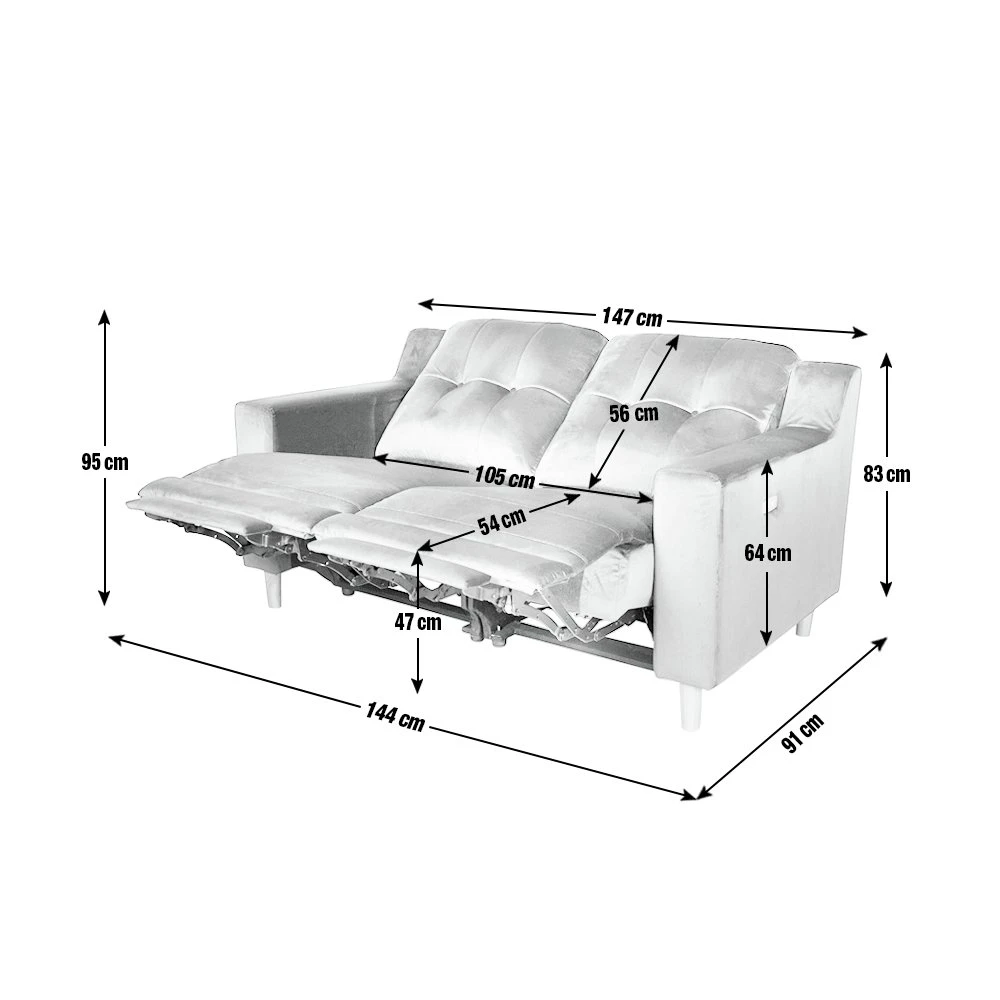 Habitat Emerson Velvet 2 Seater Recliner Sofa - Navy Blue 4 Habitat Emerson Velvet 2 Seater Recliner Sofa - Navy Blue - Image 4