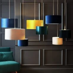 Habitat 40cm Velvet Shade - Navy 17 Habitat 40cm Velvet Shade - Navy -Habitat Store 9431508 R Z005C