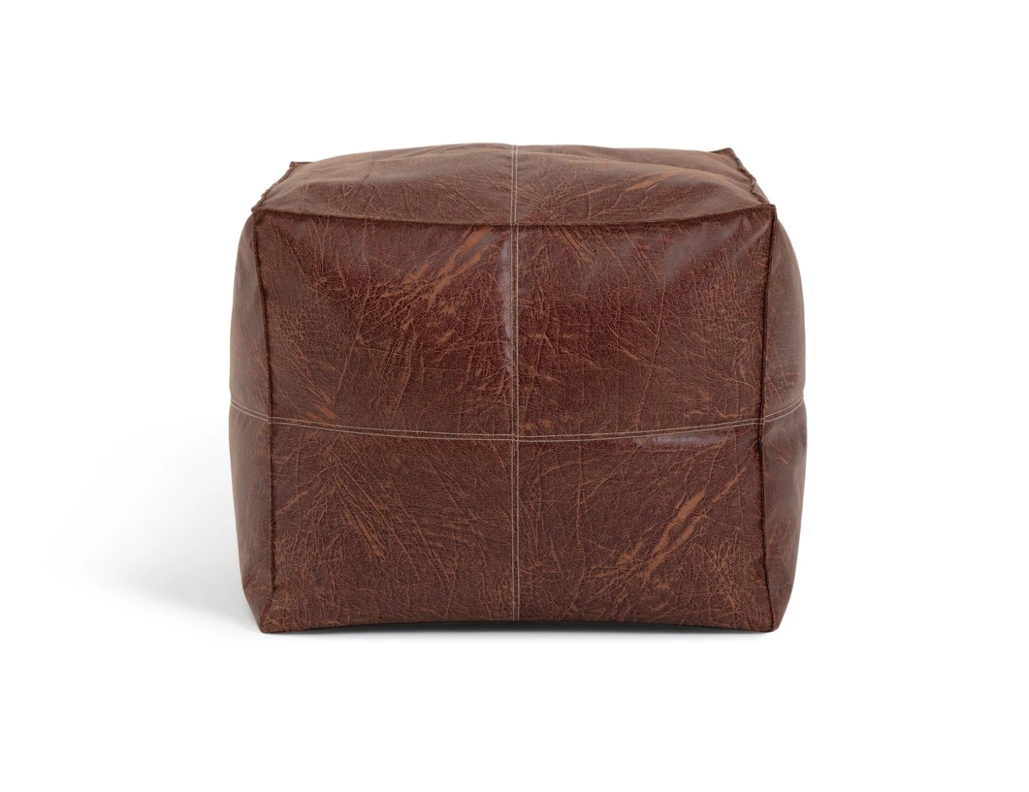 Habitat Kaikoo Faux Leather Footstool - Brown 1 Habitat Kaikoo Faux Leather Footstool - Brown