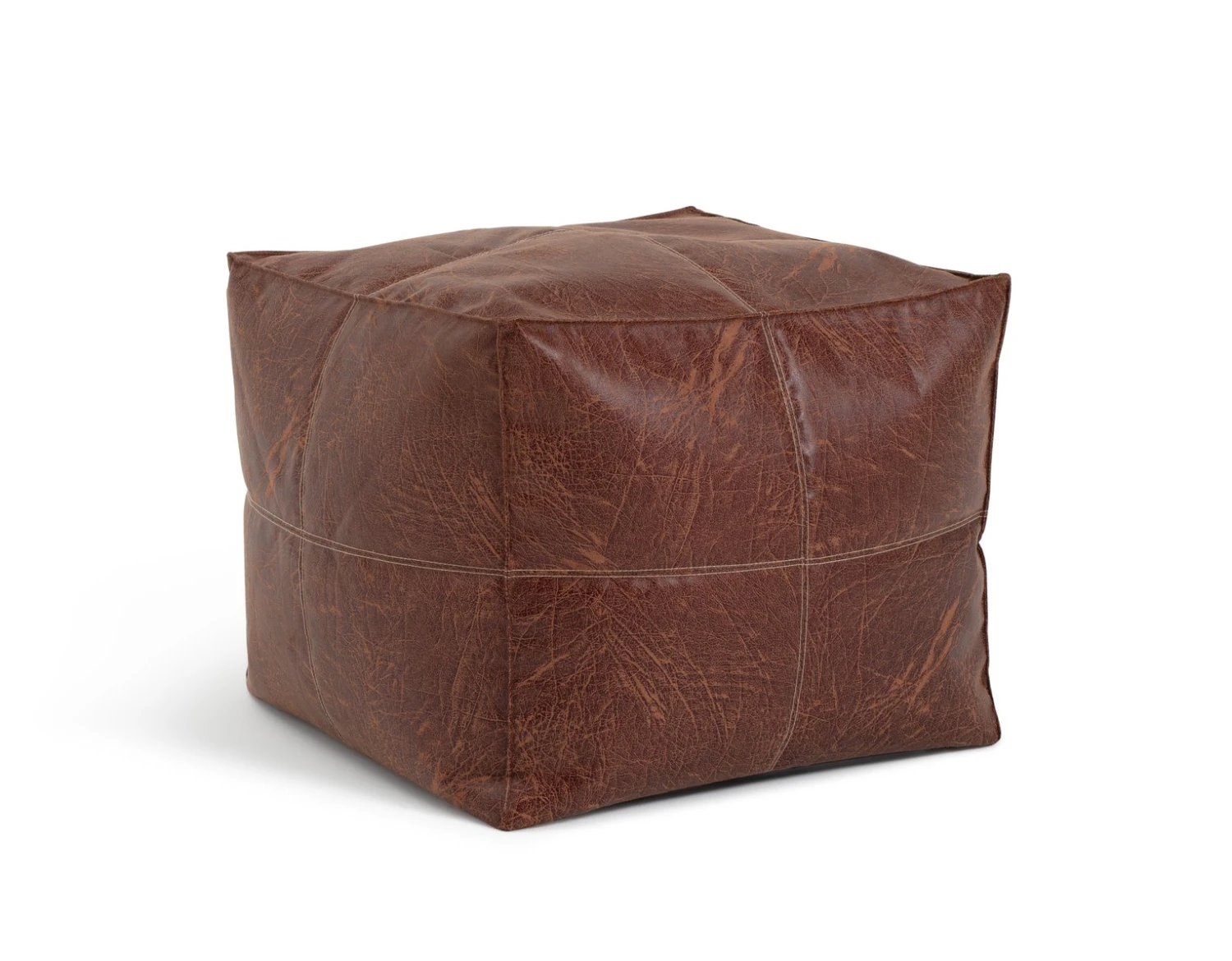 Habitat Kaikoo Faux Leather Footstool - Brown 2 Habitat Kaikoo Faux Leather Footstool - Brown - Image 2