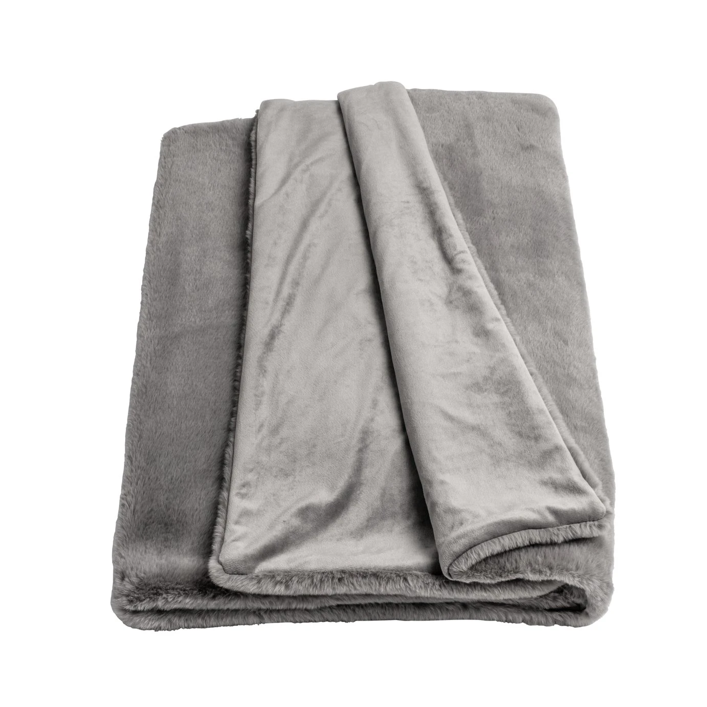 Habitat Faux Fur Plain Throw - Grey - 125x150cm 1 Habitat Faux Fur Plain Throw - Grey - 125x150cm