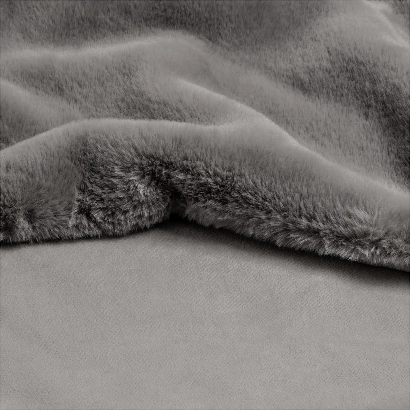 Habitat Faux Fur Plain Throw - Grey - 125x150cm 4 Habitat Faux Fur Plain Throw - Grey - 125x150cm - Image 4