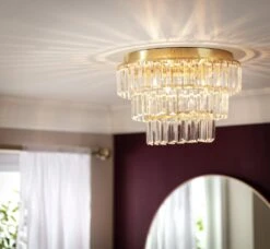 Habitat Presley Glass 3 Tier Flush To Ceiling Light - Brass 7 Habitat Presley Glass 3 Tier Flush To Ceiling Light - Brass -Habitat Store 9462319 R Z002C