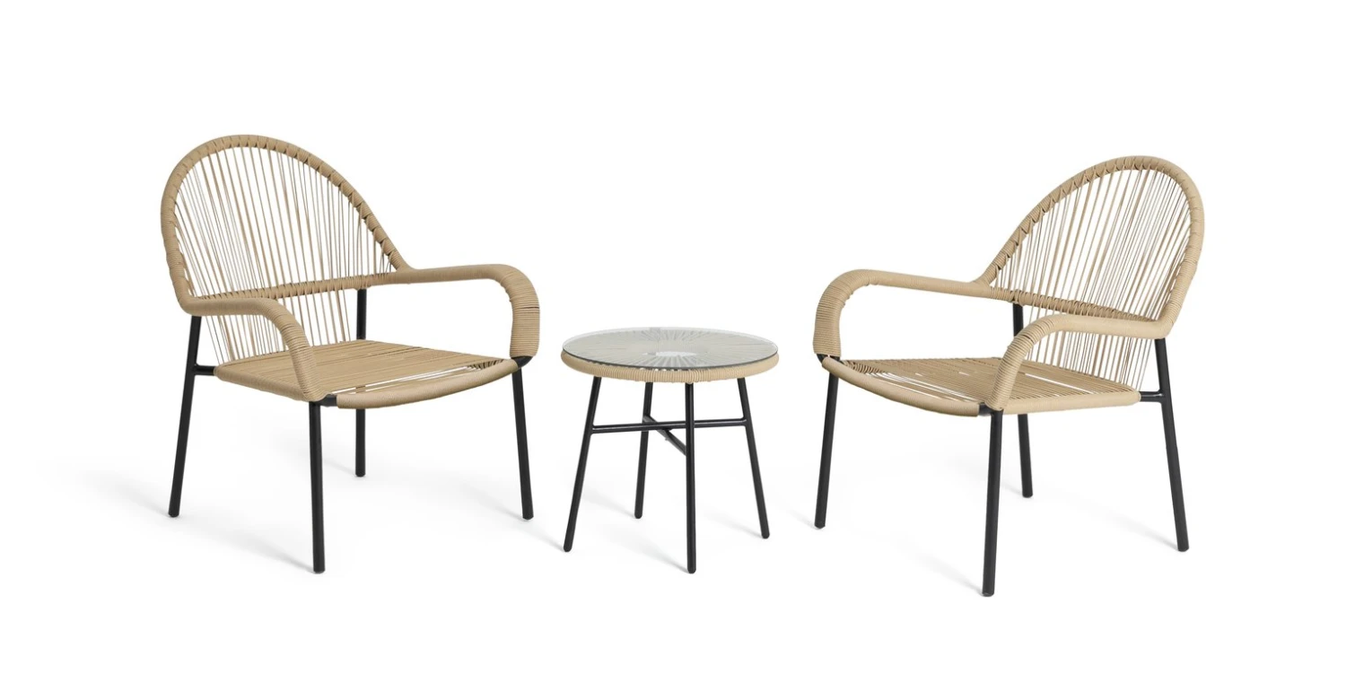 Habitat Java 2 Seater Metal Garden Bistro Set - Natural 4 Habitat Java 2 Seater Metal Garden Bistro Set - Natural - Image 4