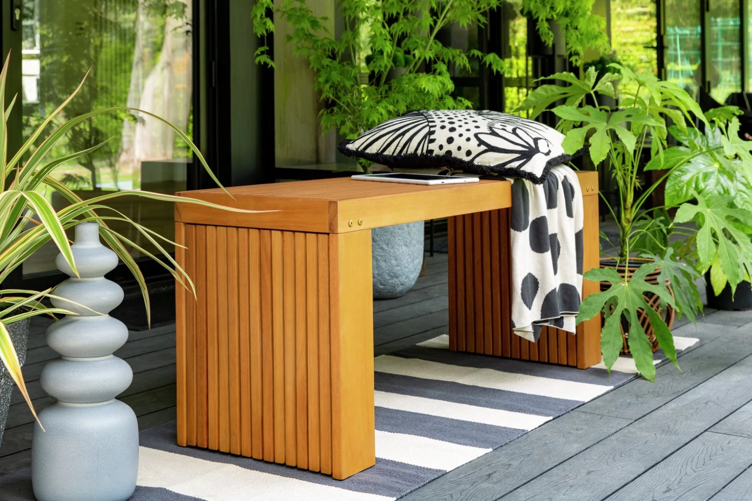 Habitat Samoa Eucalyptus 2 Seater Garden Bench - Natural 2 Habitat Samoa Eucalyptus 2 Seater Garden Bench - Natural - Image 2