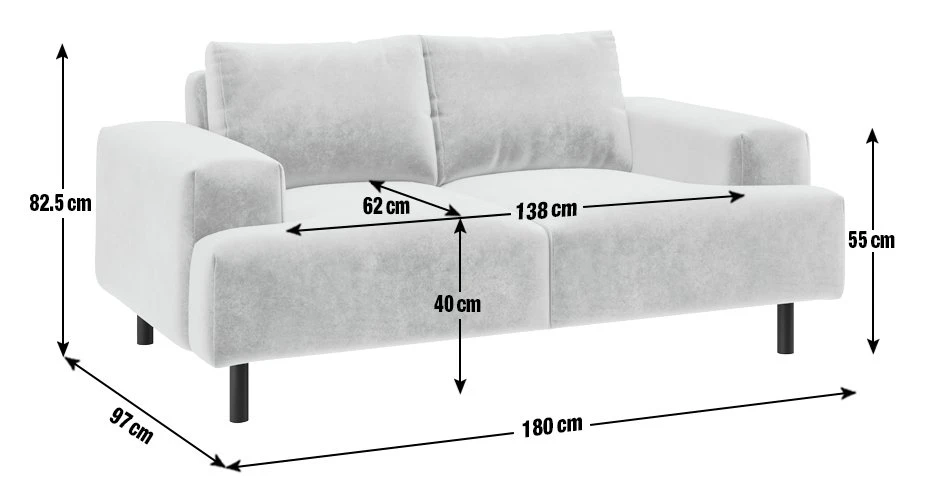 Habitat Julien Velvet 2 Seater Sofa - Natural 2 Habitat Julien Velvet 2 Seater Sofa - Natural - Image 2