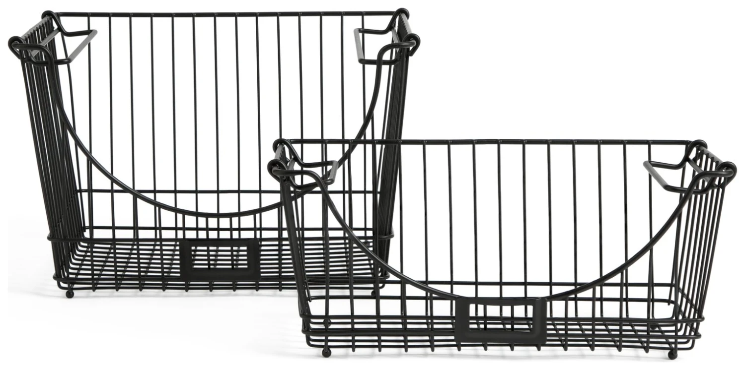 Habitat Pack Of 2 Storage Basket With Label Slot - Black 1 Habitat Pack Of 2 Storage Basket With Label Slot - Black