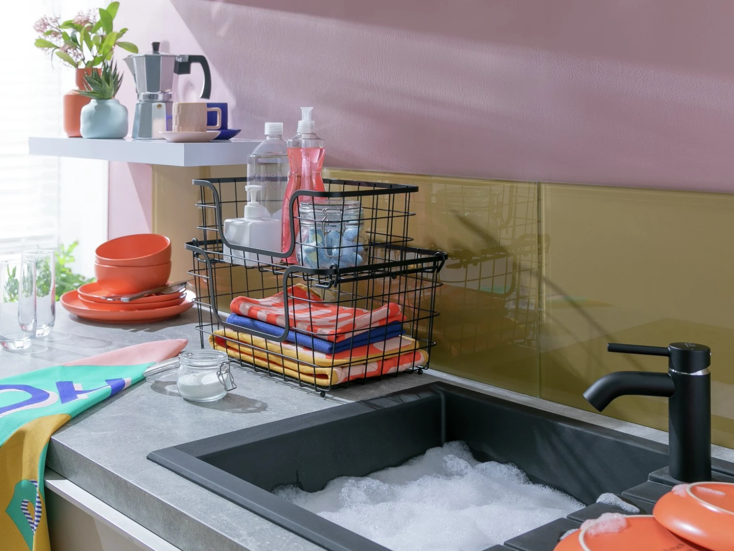 Habitat Pack Of 2 Storage Basket With Label Slot - Black 2 Habitat Pack Of 2 Storage Basket With Label Slot - Black - Image 2