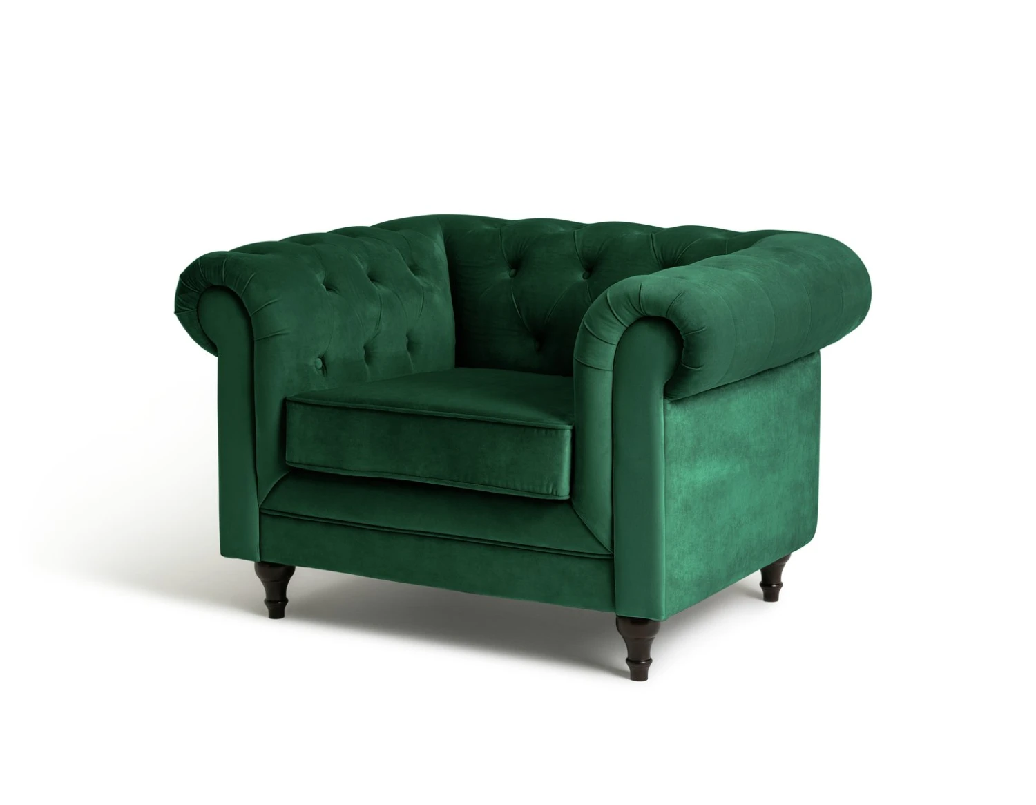 Habitat Chesterfield Velvet Armchair - Green 3 Habitat Chesterfield Velvet Armchair - Green - Image 3