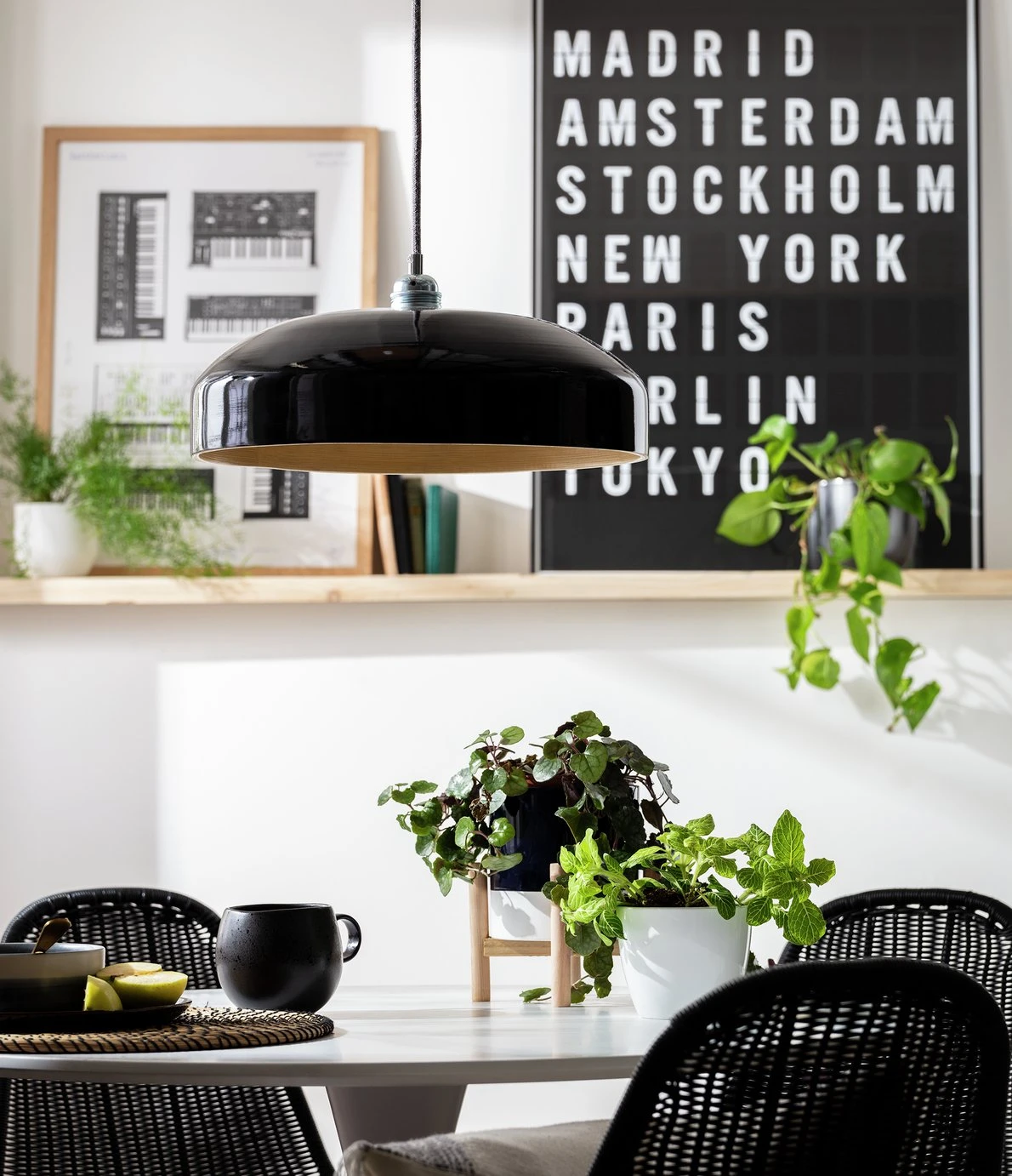 Habitat Abaya Spun Bamboo Pendant Shade - Black 5 Habitat Abaya Spun Bamboo Pendant Shade - Black - Image 5