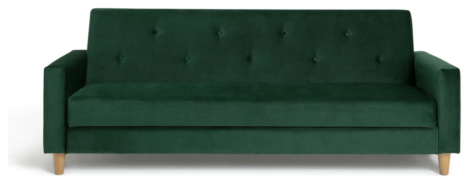 Habitat Brooks Clic Clac Storage Fabric Sofa Bed - Green 1 Habitat Brooks Clic Clac Storage Fabric Sofa Bed - Green