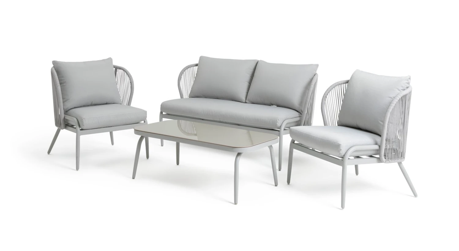 Habitat Riya 4 Seater Cane Effect Garden Sofa Set-Light Grey 1 Habitat Riya 4 Seater Cane Effect Garden Sofa Set-Light Grey