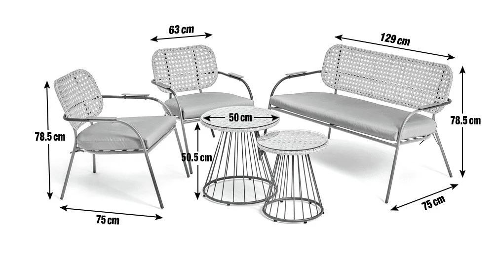 Habitat Noah 4 Seater Metal Garden Sofa Set - Black & Oak 3 Habitat Noah 4 Seater Metal Garden Sofa Set - Black & Oak - Image 3