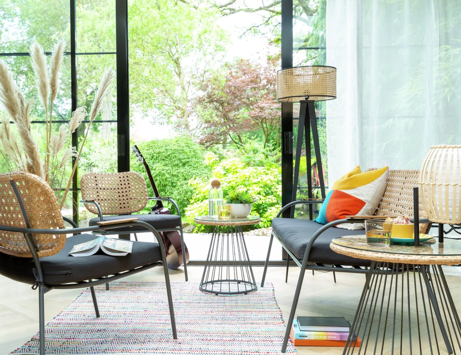 Habitat Noah 4 Seater Metal Garden Sofa Set - Black & Oak 12 Habitat Noah 4 Seater Metal Garden Sofa Set - Black & Oak - Image 12