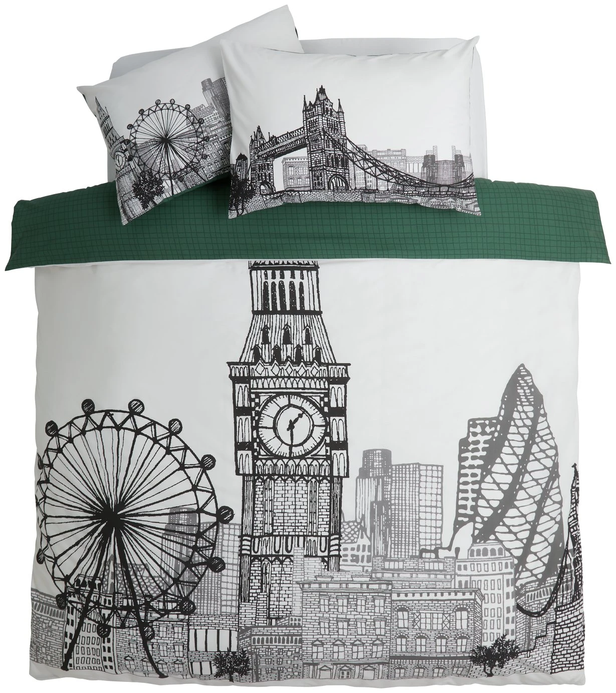 Habitat London Skyline Print Black &White Bedding Set-Single 3 Habitat London Skyline Print Black &White Bedding Set-Single - Image 3
