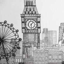 Habitat London Skyline Print Black &White Bedding Set-Single 15 Habitat London Skyline Print Black &White Bedding Set-Single -Habitat Store 9511026 R Z017A