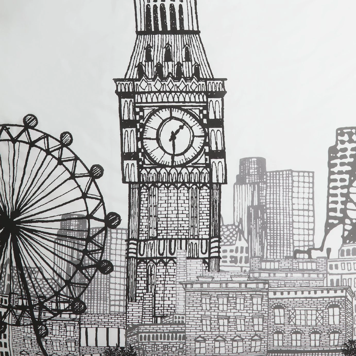 Habitat London Skyline Print Black &White Bedding Set-Single 8 Habitat London Skyline Print Black &White Bedding Set-Single - Image 8