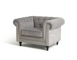 Habitat Chesterfield Velvet Armchair - Light Grey 11 Habitat Chesterfield Velvet Armchair - Light Grey -Habitat Store 9513402 R Z002A