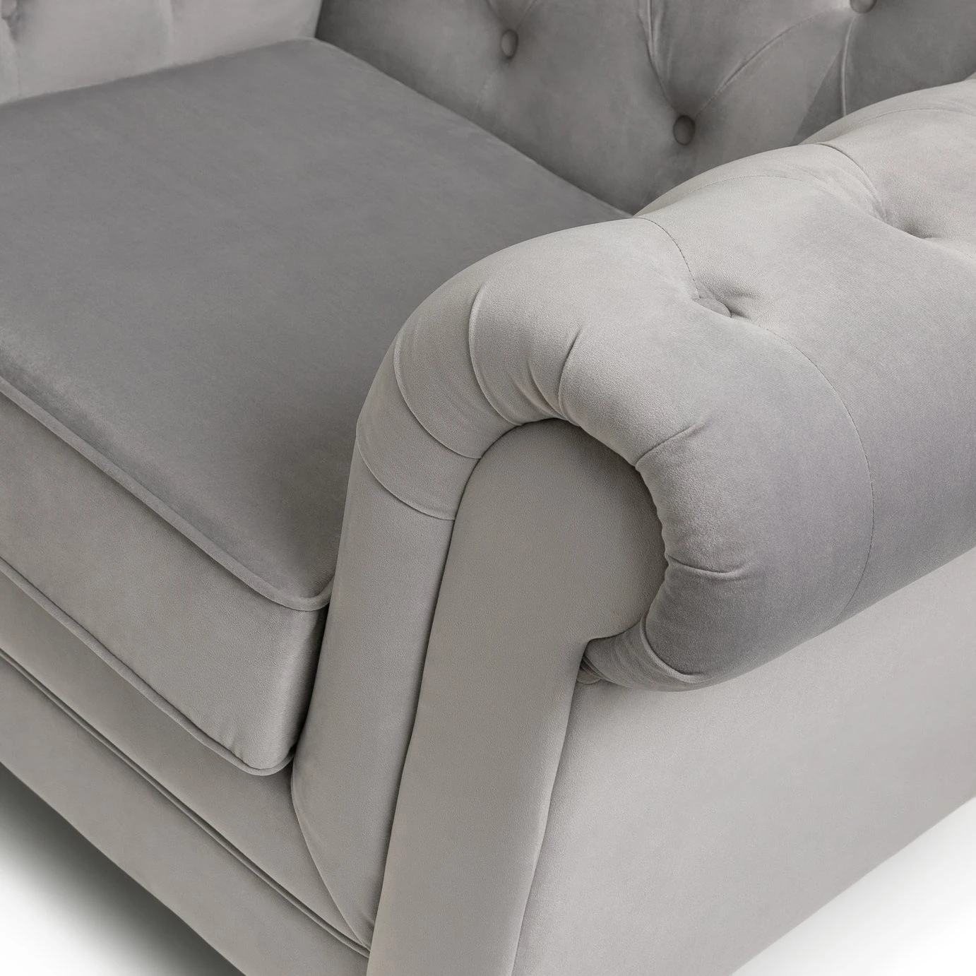 Habitat Chesterfield Velvet Armchair - Light Grey 7 Habitat Chesterfield Velvet Armchair - Light Grey - Image 7