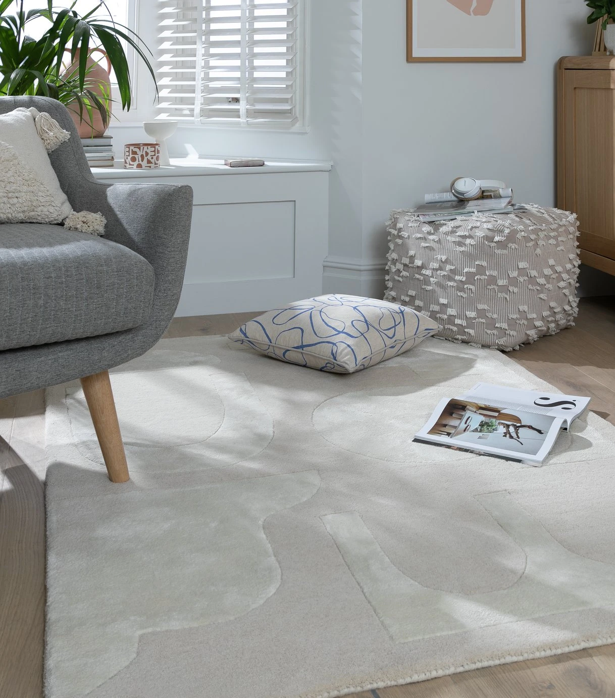 Habitat Tufted Wool Rug - Natural - 120x170cm 2 Habitat Tufted Wool Rug - Natural - 120x170cm - Image 2