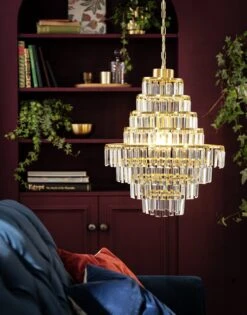 Habitat Presley Glass 8 Tier Chandelier - Brass 11 Habitat Presley Glass 8 Tier Chandelier - Brass -Habitat Store 9514449 R Z002C