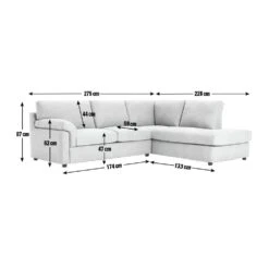 Habitat Florence Right Hand Corner Chaise Sofa - Grey -Habitat Store 9518139 R E001