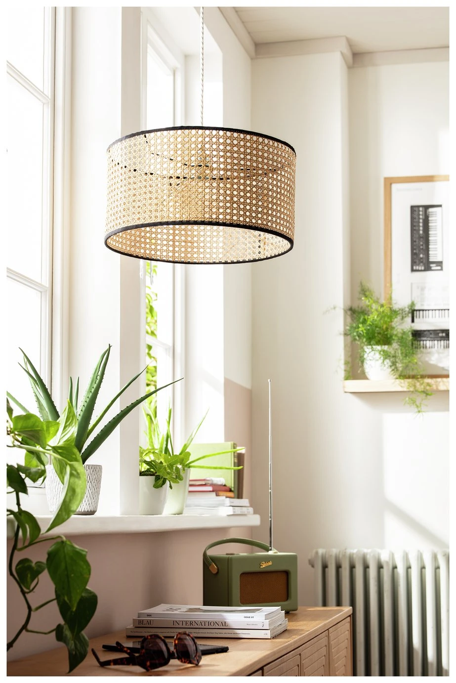 Habitat Ashi Rattan 40cm Shade - Natural & Black 1 Habitat Ashi Rattan 40cm Shade - Natural & Black