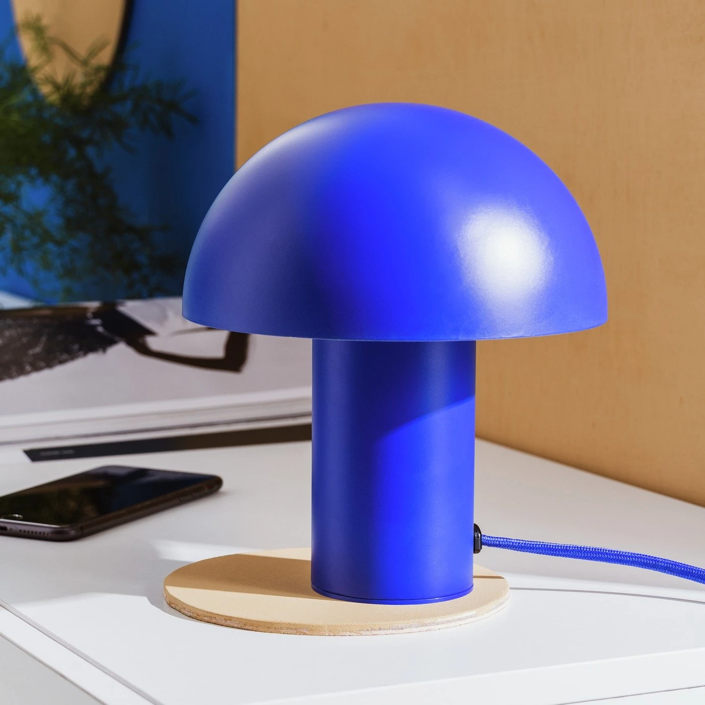 Habitat Ngami Mushroom Aluminium LED Touch Table Lamp - Blue 1 Habitat Ngami Mushroom Aluminium LED Touch Table Lamp - Blue