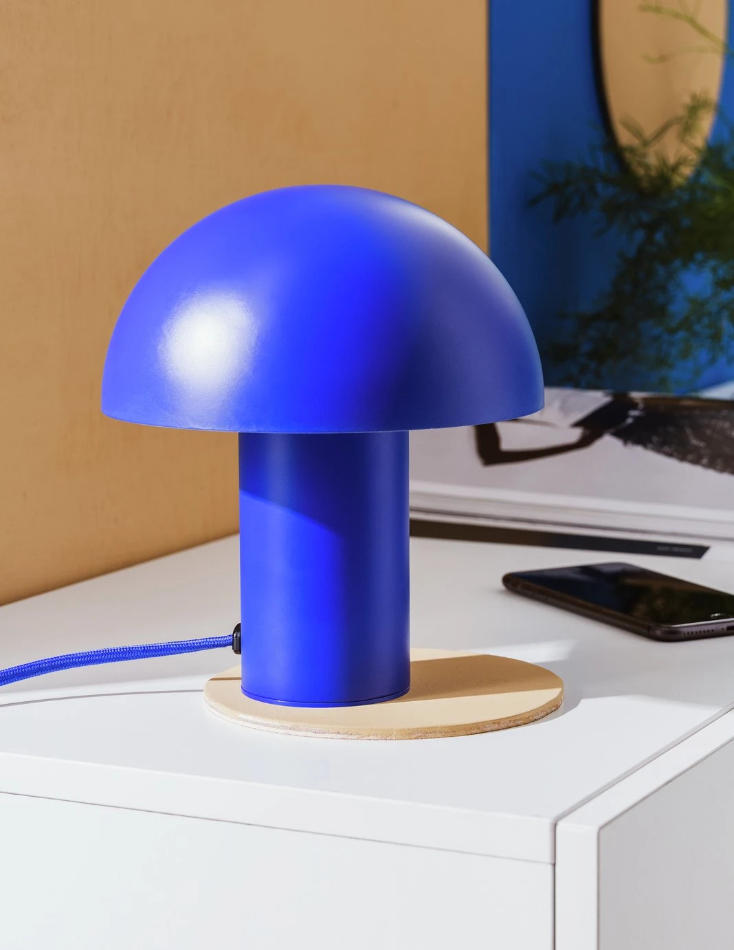 Habitat Ngami Mushroom Aluminium LED Touch Table Lamp - Blue 2 Habitat Ngami Mushroom Aluminium LED Touch Table Lamp - Blue - Image 2