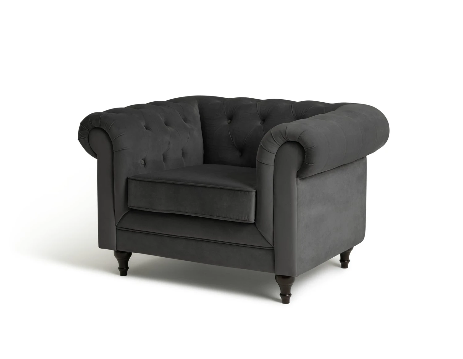 Habitat Chesterfield Velvet Armchair - Charcoal 3 Habitat Chesterfield Velvet Armchair - Charcoal - Image 3