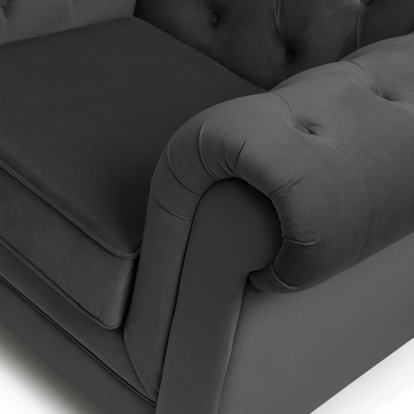Habitat Chesterfield Velvet Armchair - Charcoal 5 Habitat Chesterfield Velvet Armchair - Charcoal - Image 5