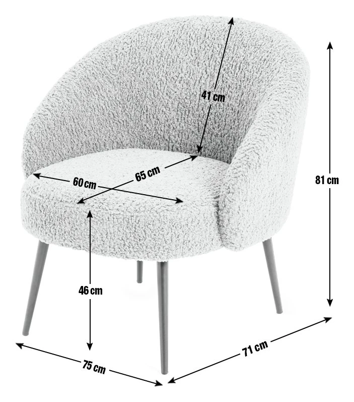 Habitat Ash Boucle Accent Chair - Cream 4 Habitat Ash Boucle Accent Chair - Cream - Image 4