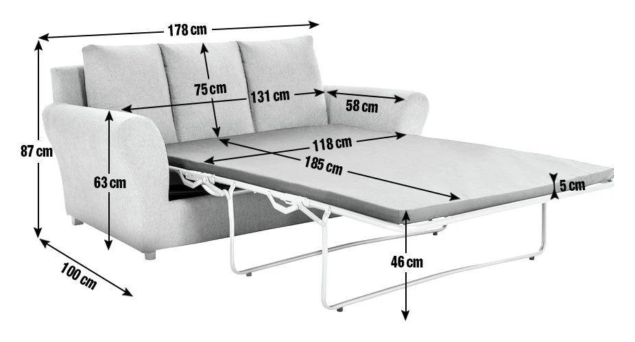 Habitat Carrie Fabric Sofa Bed - Grey 4 Habitat Carrie Fabric Sofa Bed - Grey - Image 4