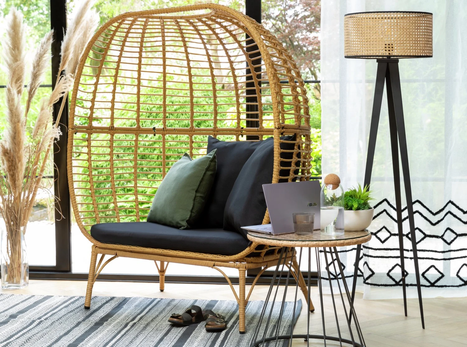 Habitat Kora 2 Seater Egg Bench - Natural 5 Habitat Kora 2 Seater Egg Bench - Natural - Image 5