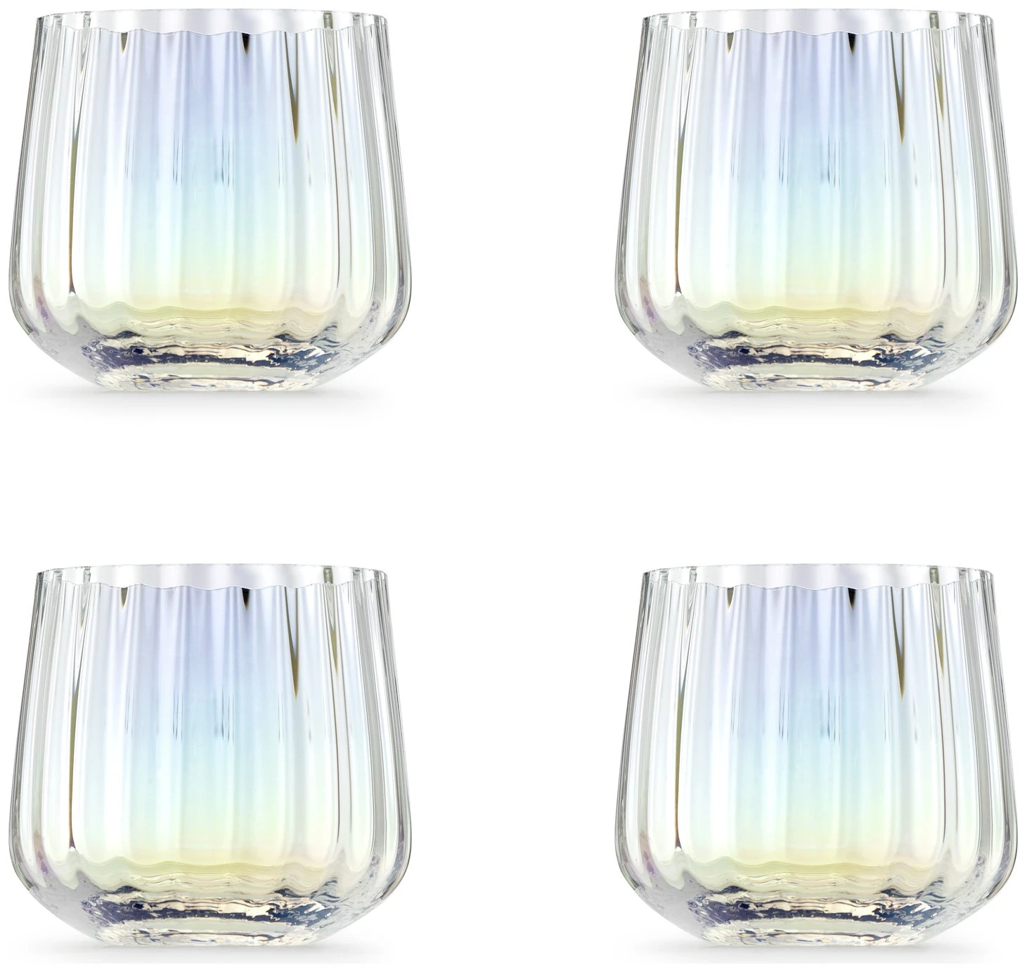 Habitat Iridescent Lustre Set Of 4 Fluted Tumblers 1 Habitat Iridescent Lustre Set Of 4 Fluted Tumblers