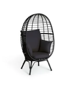 Habitat Kora Rattan Effect Garden Egg Chair - Black 12 Habitat Kora Rattan Effect Garden Egg Chair - Black -Habitat Store 9539060 R Z002A