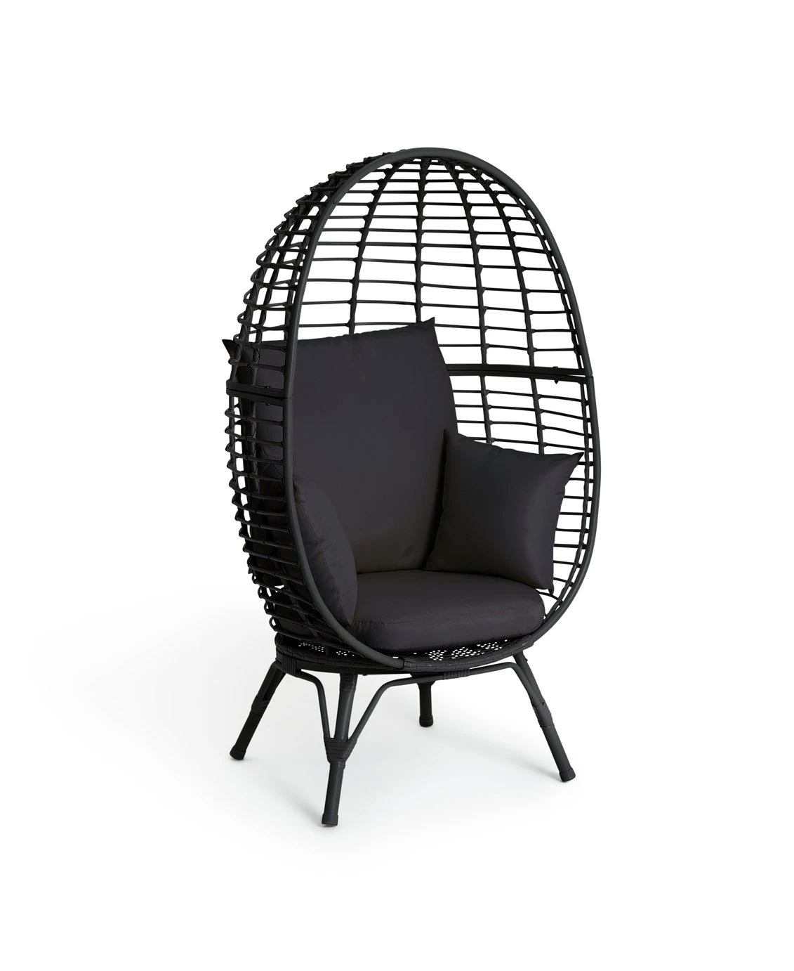 Habitat Kora Rattan Effect Garden Egg Chair - Black 5 Habitat Kora Rattan Effect Garden Egg Chair - Black - Image 5