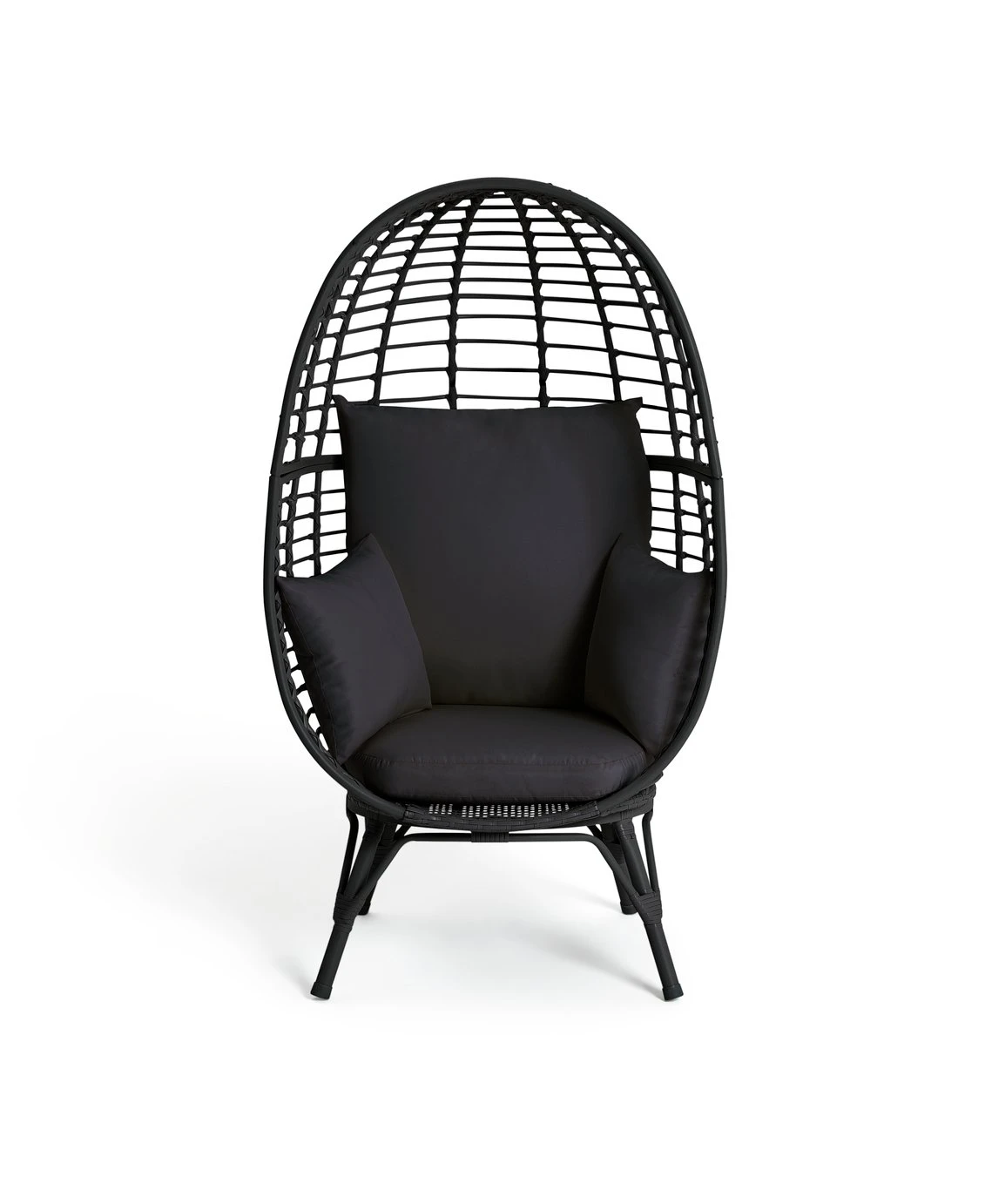 Habitat Kora Rattan Effect Garden Egg Chair - Black 6 Habitat Kora Rattan Effect Garden Egg Chair - Black - Image 6