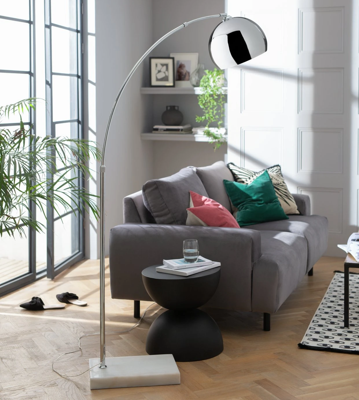 Habitat Nalone Arc Floor Lamp – Chrome & Marble 1 Habitat Nalone Arc Floor Lamp – Chrome & Marble
