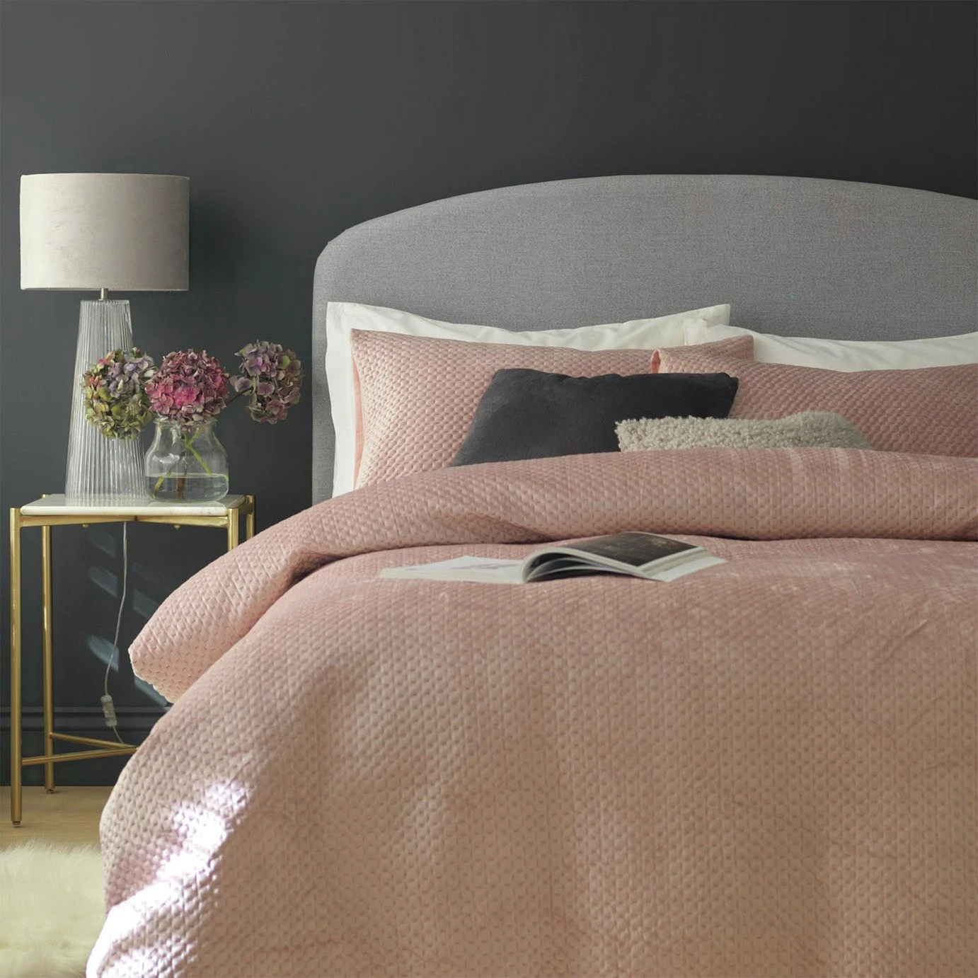 Habitat Pinsonic Velvet Plain Pink Bedding Set - Double 1 Habitat Pinsonic Velvet Plain Pink Bedding Set - Double