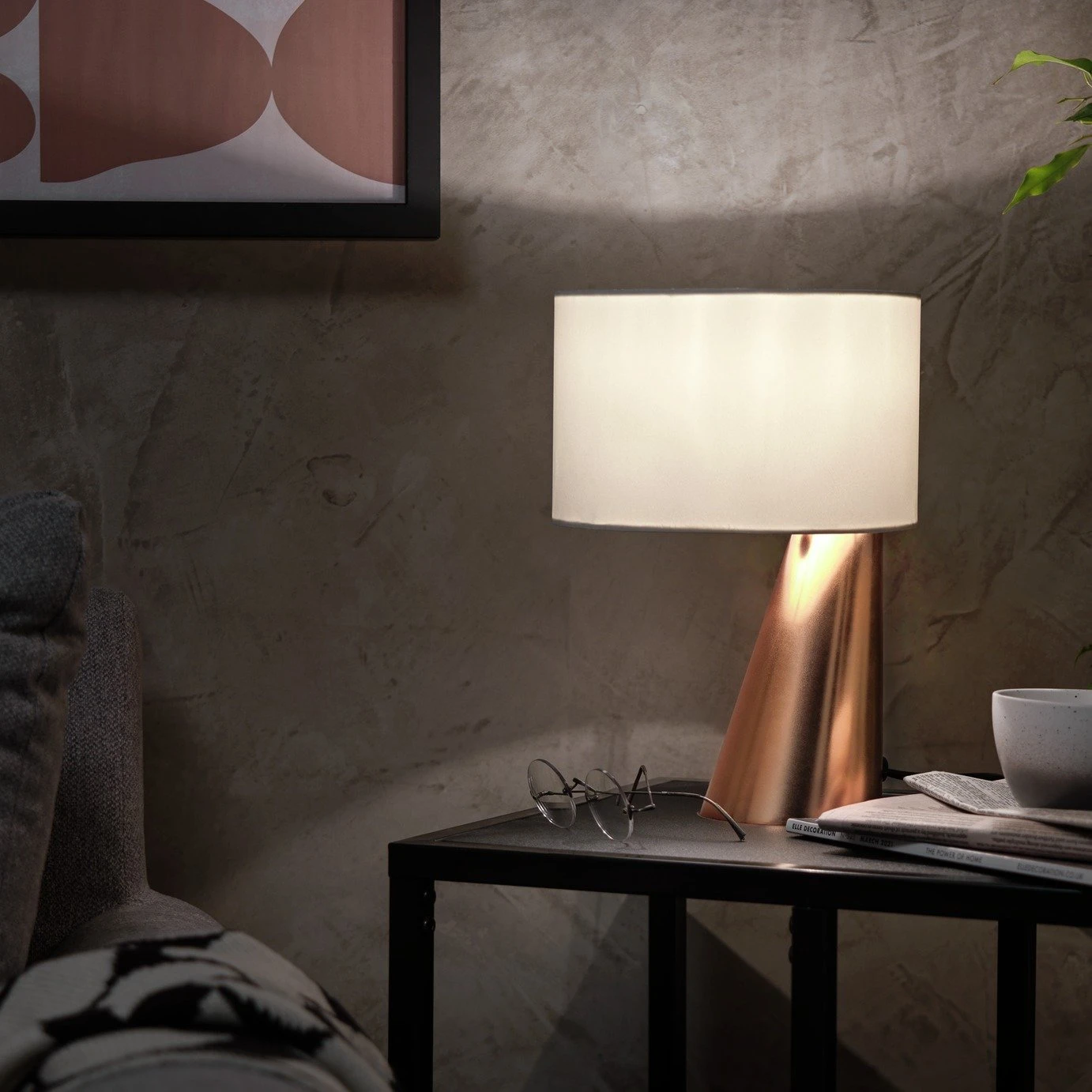 Habitat Abono Steel LED Table Lamp - Copper & Cream 1 Habitat Abono Steel LED Table Lamp - Copper & Cream