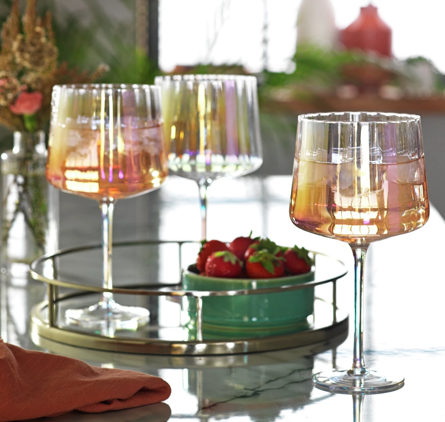 Habitat Iridescent Lustre Fluted Set Of 4 Gin Glass 2 Habitat Iridescent Lustre Fluted Set Of 4 Gin Glass - Image 2