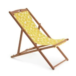 Habitat Folding Wooden Garden Deck Chair - Yellow