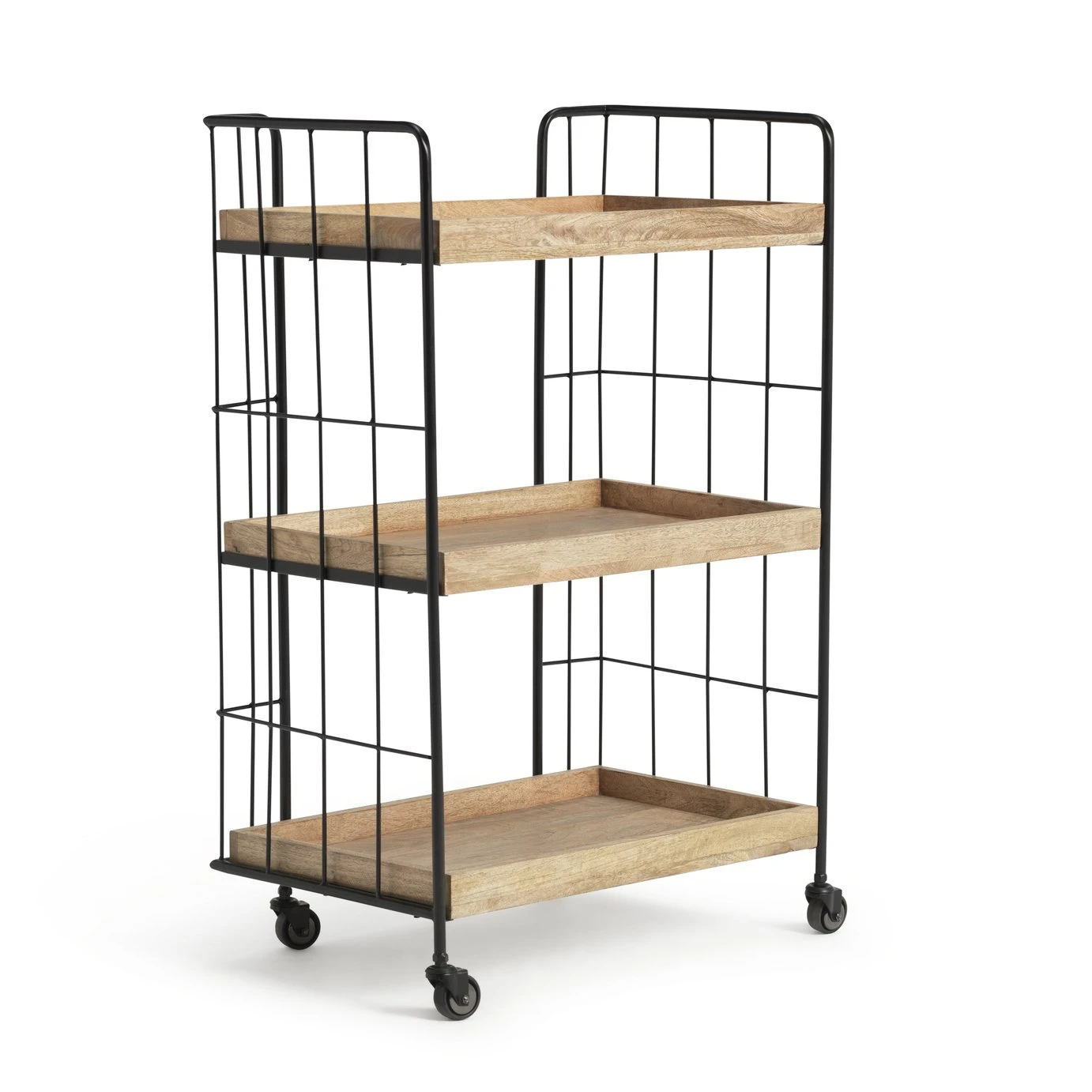 Habitat Kai Wood Drinks Trolley - Black & Mango 1 Habitat Kai Wood Drinks Trolley - Black & Mango