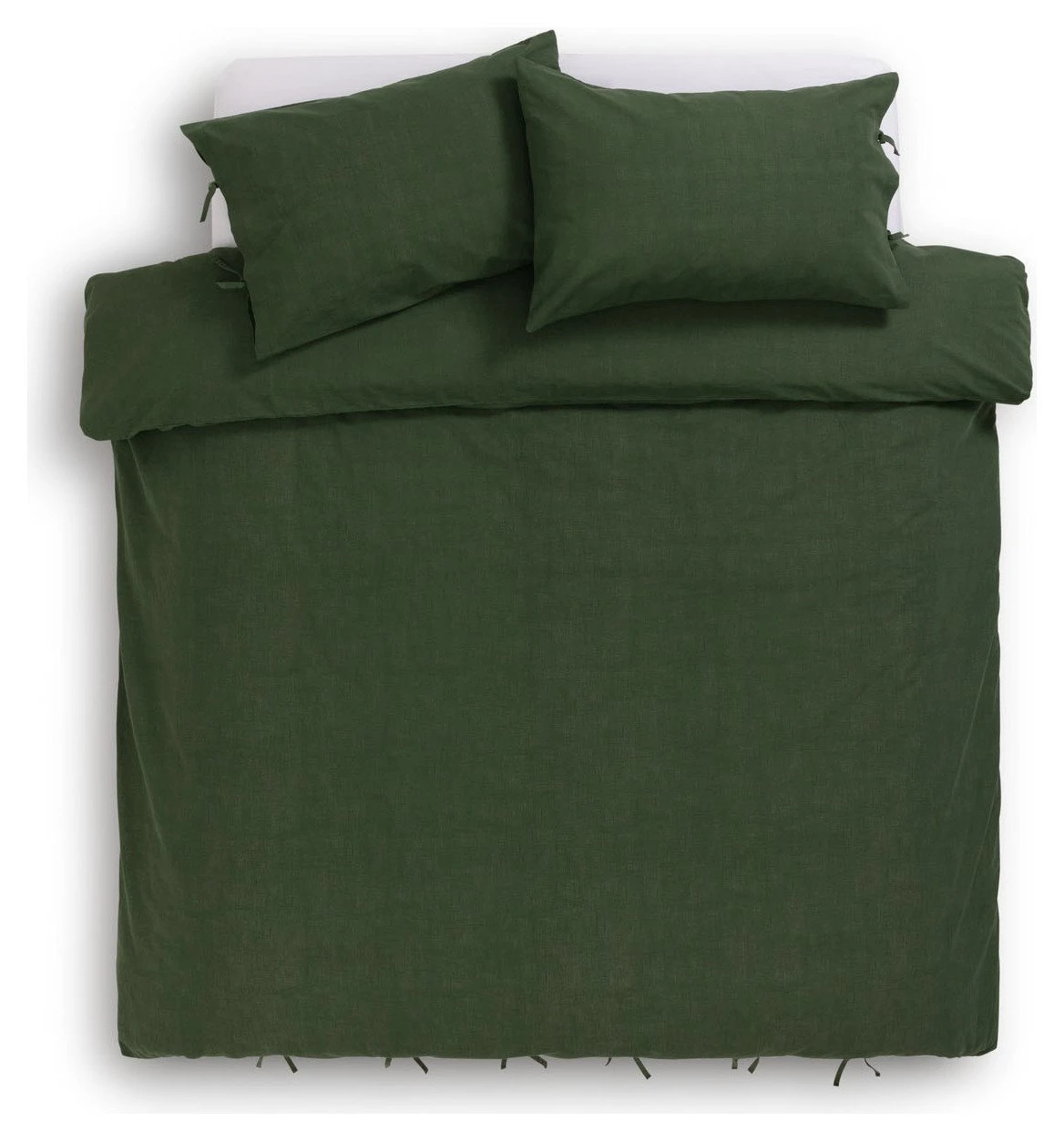 Habitat Cotton Textured Plain Green Bedding Set - Single 3 Habitat Cotton Textured Plain Green Bedding Set - Single - Image 3