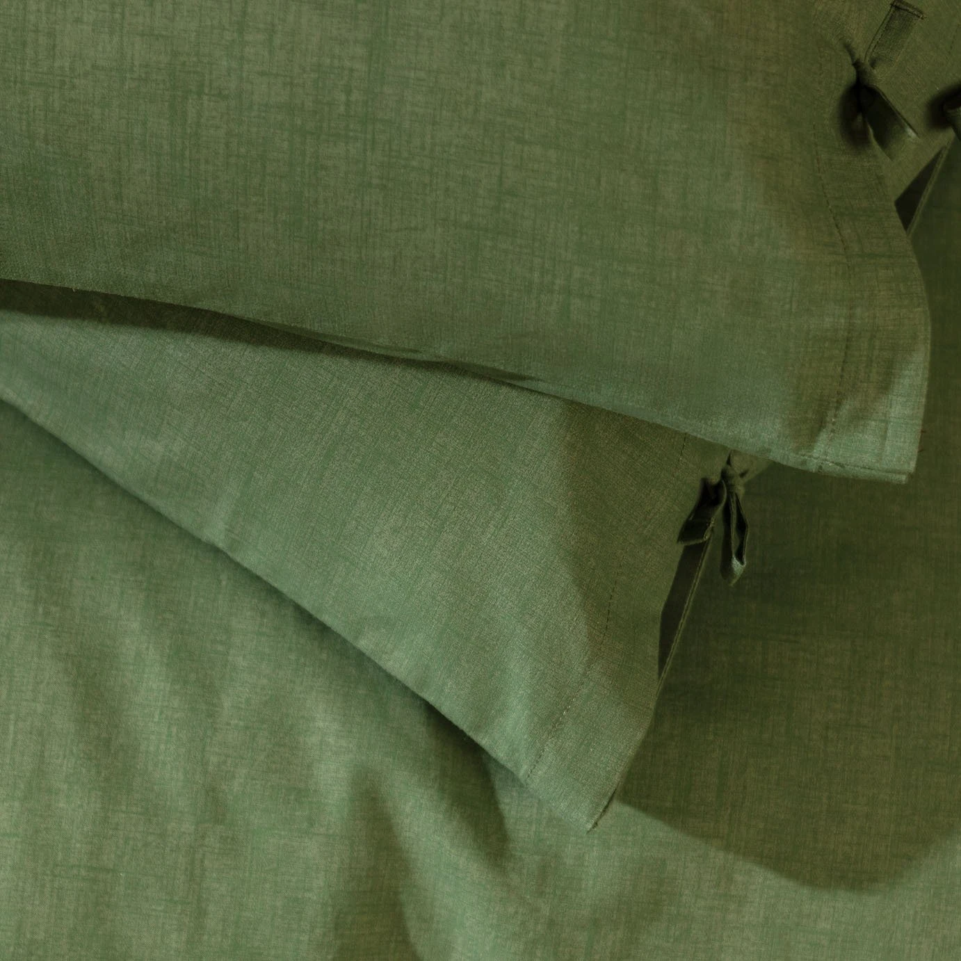 Habitat Cotton Textured Plain Green Bedding Set - Single 4 Habitat Cotton Textured Plain Green Bedding Set - Single - Image 4