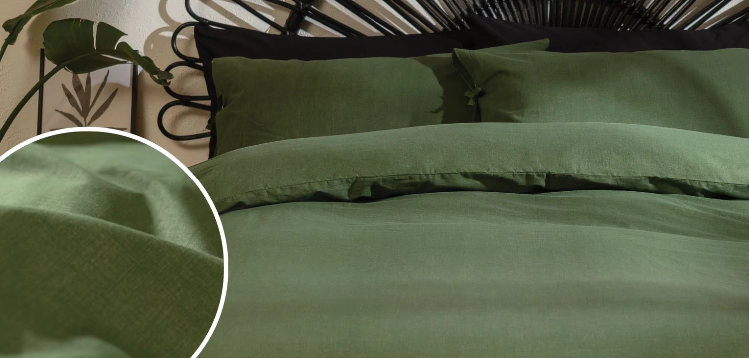Habitat Cotton Textured Plain Green Bedding Set - Single 5 Habitat Cotton Textured Plain Green Bedding Set - Single - Image 5